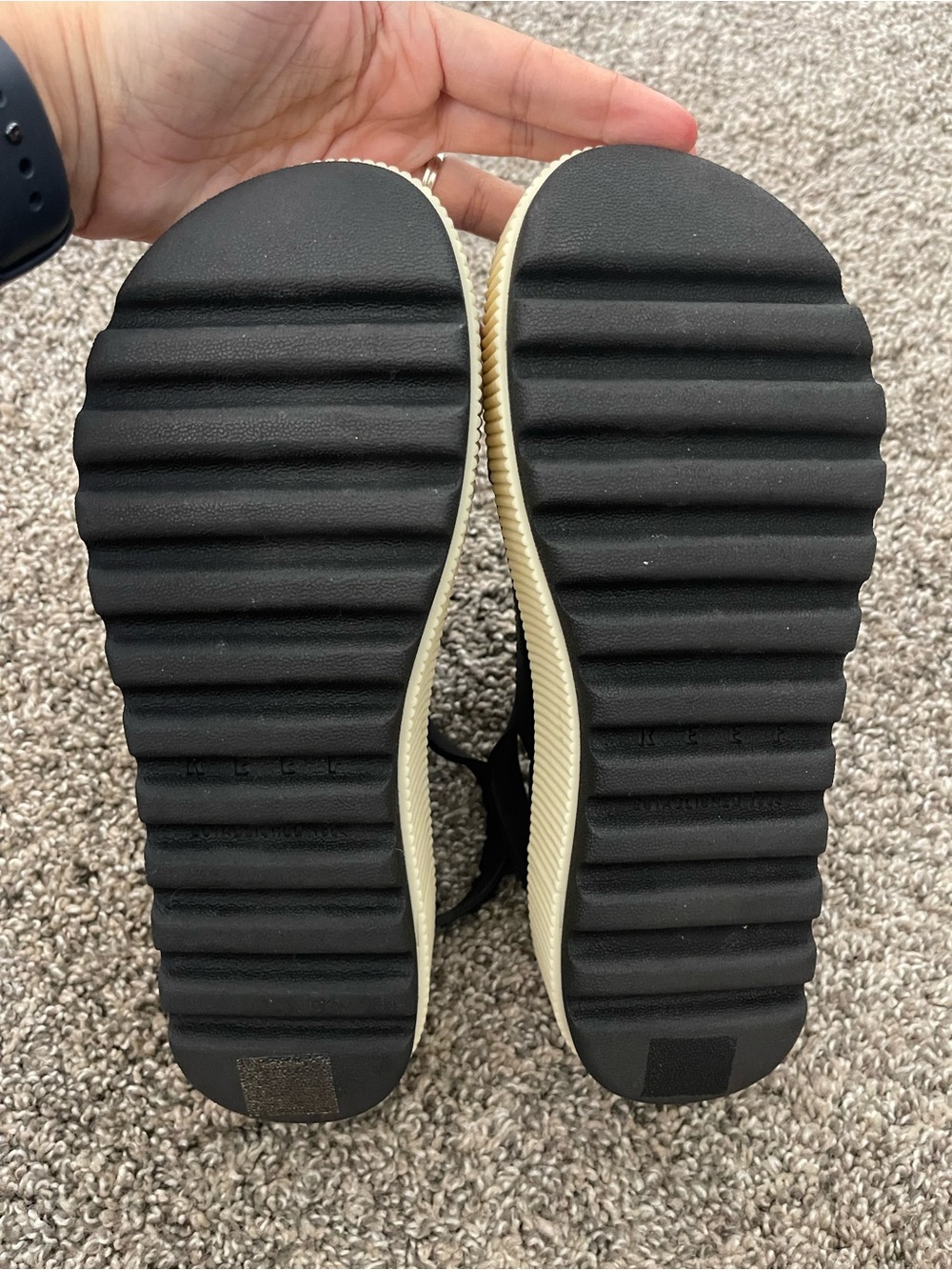Women’s Reef Water Vista Higher Platform Sandals Black Cream Double Strap Size 7 - Picture 7 of 7